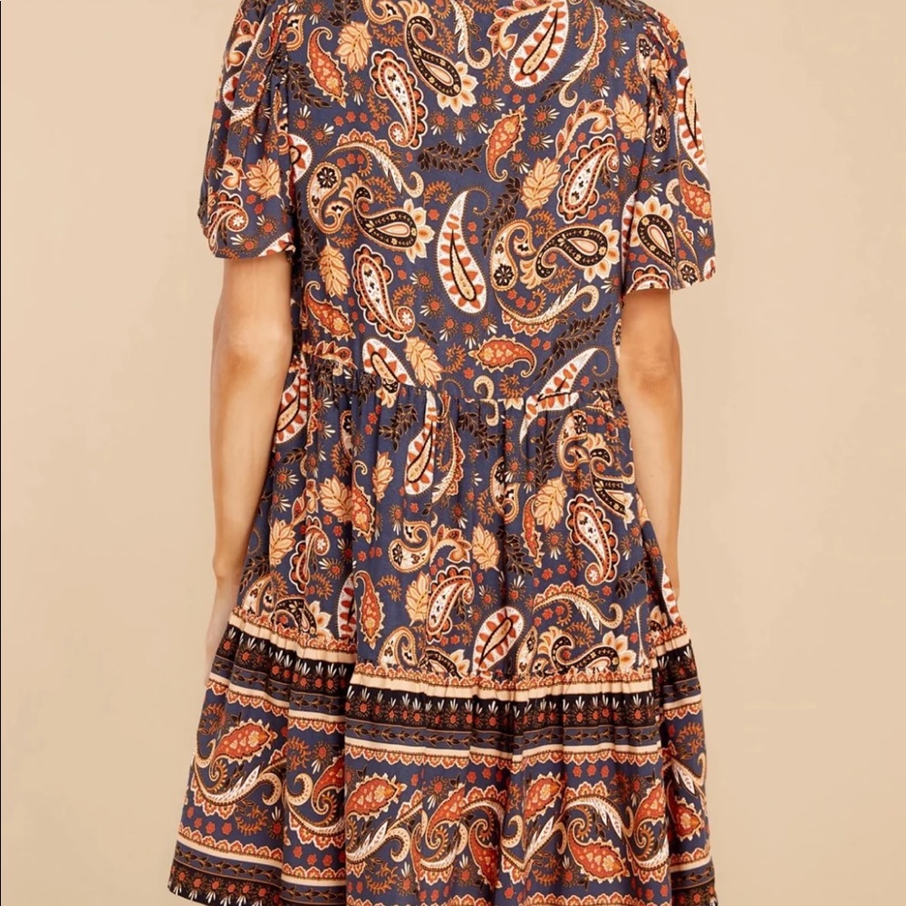 Indigo and Rust Print Dress